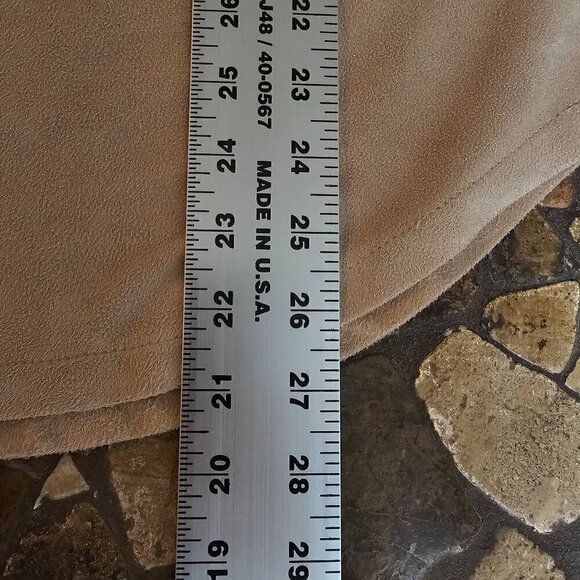 Gretchen Scott Beige Long Sleeve Faux Suede Button Down Shirt, Size L - Picture 10 of 10